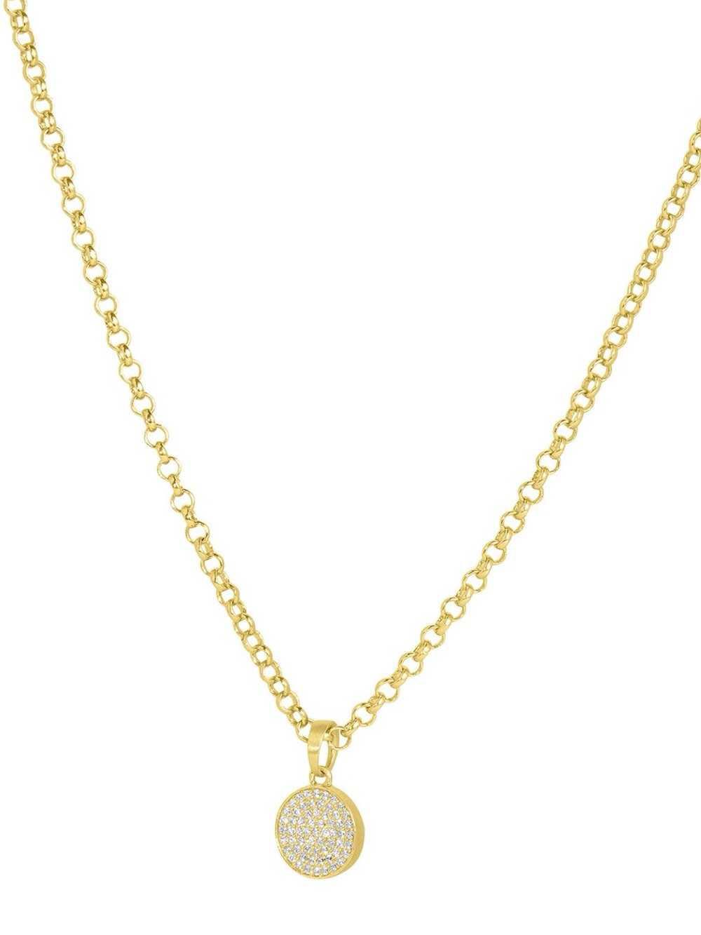 Dean Davidson Petit Pavé Knockout Disc Pendant Necklace White Topaz Gold NWT